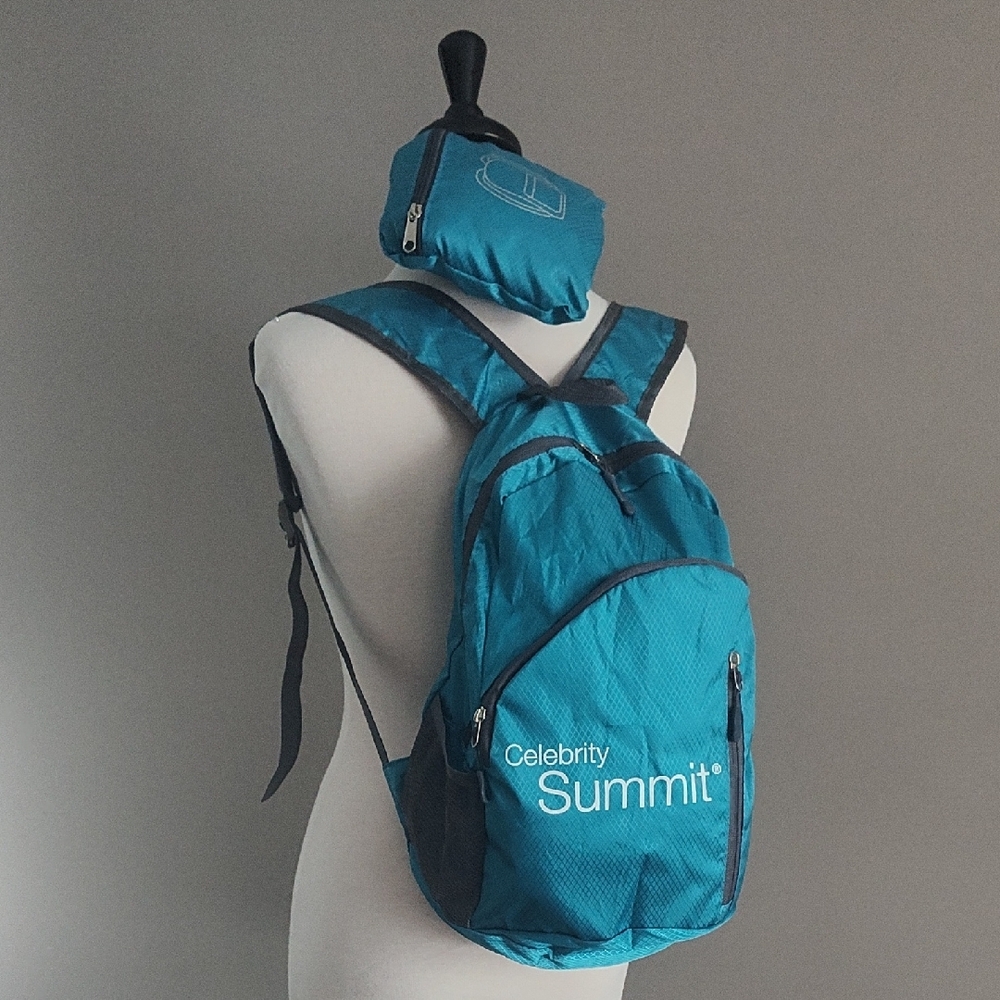 Set Of Two Celebrity Cruises Lightweight Teal Backpacks Multiple Compartments